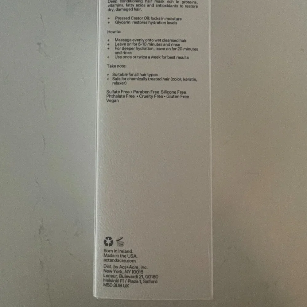 Act + Acre Restorative Deep Conditioning Hair Mask for Dry + Damaged Hair,‎ NWT